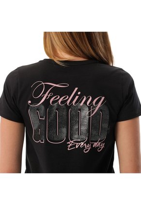 Camiseta Estampada Para Mujer Prime Manga Corta Negra