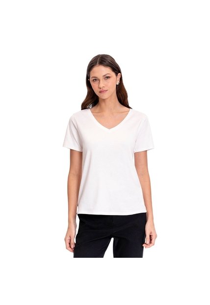 Camiseta Para Mujer Unicolor Viny Manga Corta Blanca