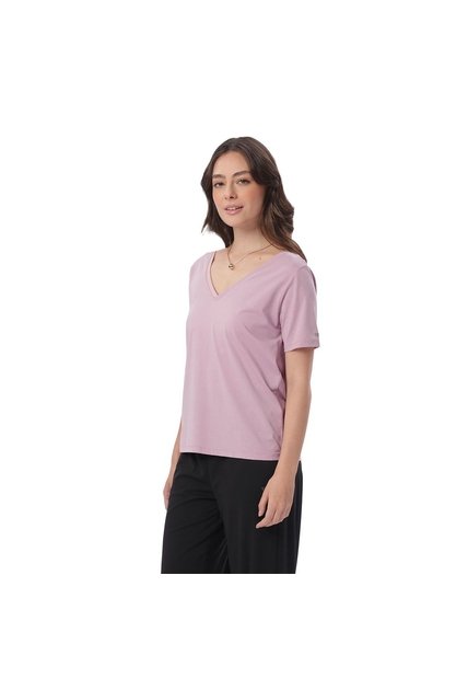 Camisa Para Mujer Unicolor Viny Manga Corta Rosada