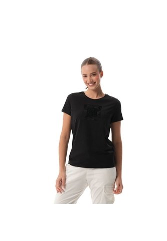 Camiseta Estampada Para Mujer Minnie Cute Manga Corta Negra Totto