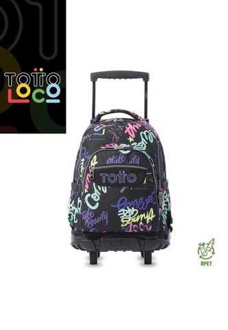 Morral Escolar Con Ruedas Para Niña Renglón Grande Negro Totto