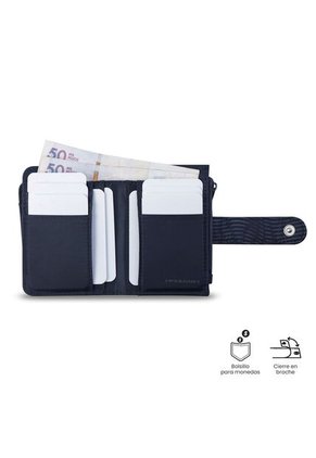 Billetera Para Mujer Texture Dull Con RFID Blocker Azul