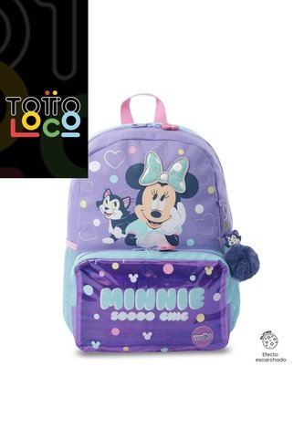 Morral Para Niña Minnie Mediano Morado Con Corazones Totto
