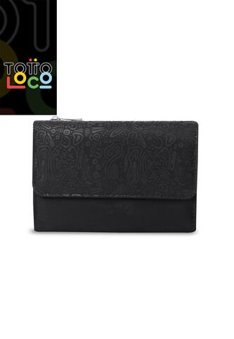 Billetera Para Mujer Montana Con RFID Blocker Negra Totto