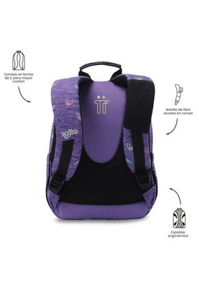 Morral Juvenil Tempera Pequeño Morado Con Corazones