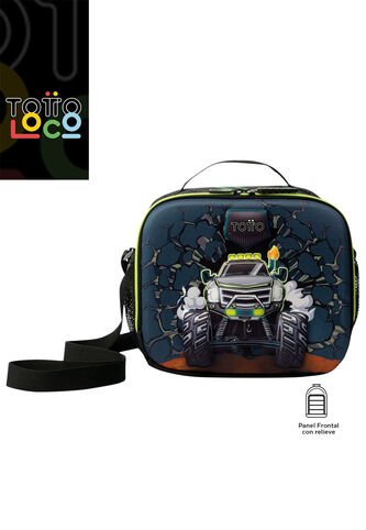 Lonchera Térmica Para Niño Monster Race Grande Negra Totto