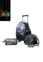 Combo Escolar Niño X3 Maleta Ruedas+Lonchera+Multiuso Helmet Racer Negro de Totto