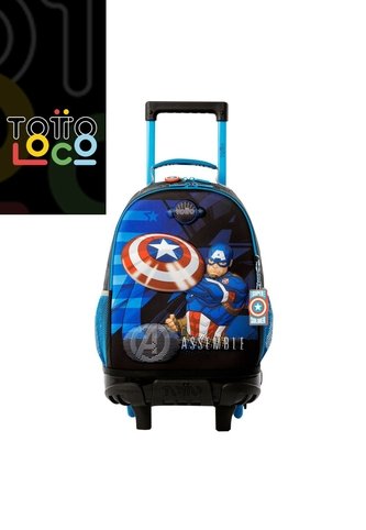 Morral Con Ruedas Niño Avengers Capitán América Mediano Gris Totto