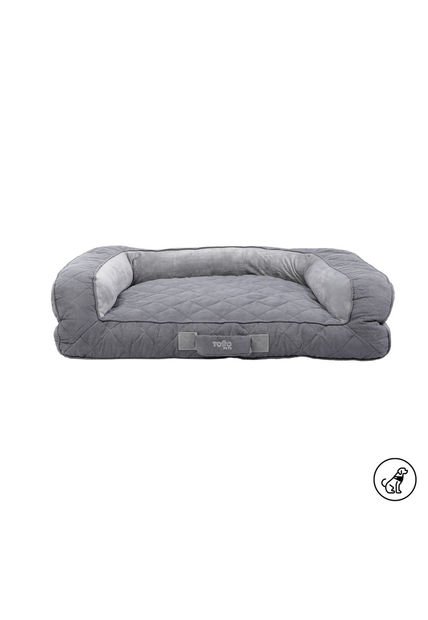 Cama Para Perros Acolchada Alina Gris Con Colchón Extraíble