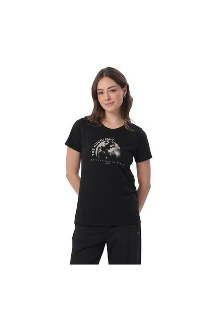 Camiseta Estampada Para Mujer Dusti Manga Corta Negra
