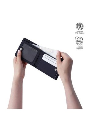 Billetera Para Hombre Ermatto Con RFID Blocker Azul