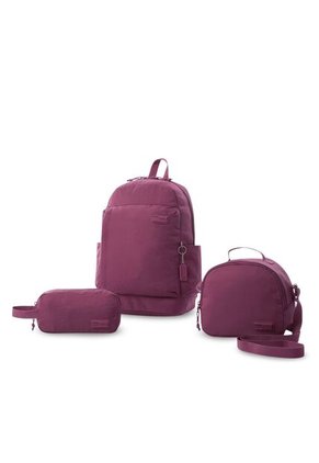 Combo Juvenil X 3 Morral Porta PC 14" + Lonchera + Cartuchera Yuno Rosado Rose