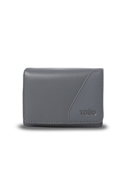 Billetera Hombre Saffiano Pequeña Con RFID Blocker Gris