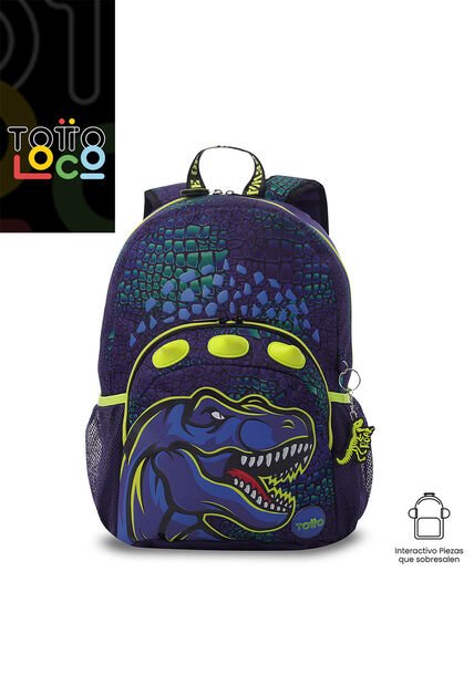 Morral Para Niño Dino Rock Mediano Azul