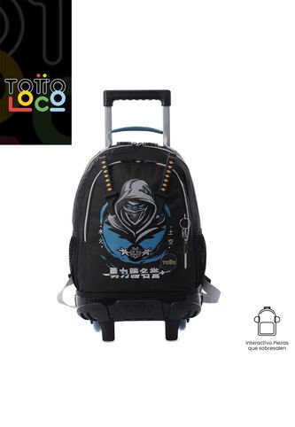 Maleta Para Niño Con Ruedas Hanzo Mediano Negro Totto