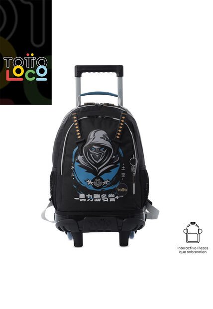 Maleta Para Niño Con Ruedas Hanzo Mediano Negro