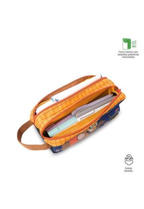 Cartuchera Escolar Grande Para Niño 2 Cuerpos Toy Story Woody Azul