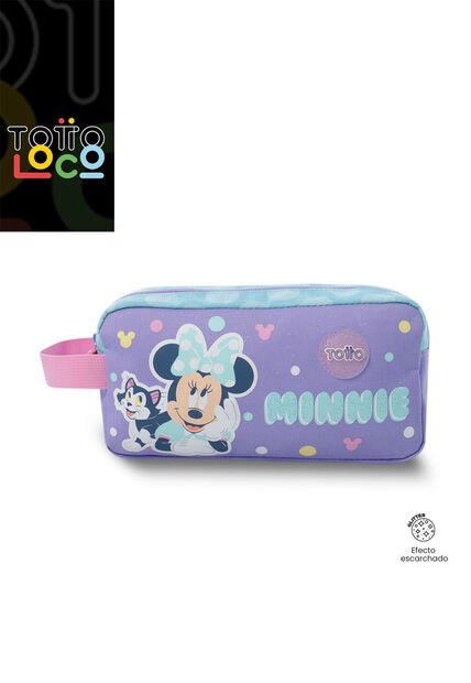 Cartuchera Escolar Grande Para Niña 2 Cuerpos Minnie Morada