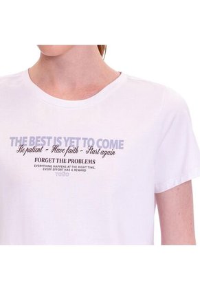 Camiseta Estampada Para Mujer Dusti Manga Corta Blanca