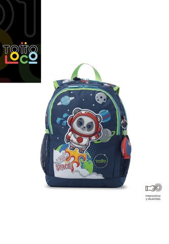 Morral + Libro Para Colorear Panda Space Para Niño Pequeño Azul Totto