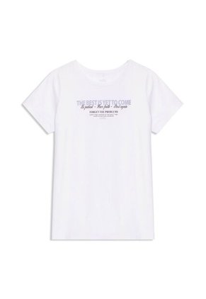 Camiseta Estampada Para Mujer Dusti Manga Corta Blanca