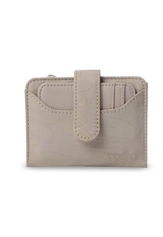 Billetera Mujer Texture Pequeña Con RFID Blocker Beige Totto