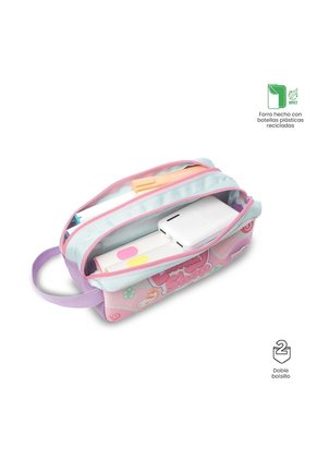 Cartuchera Escolar Grande Para Niña 2 Cuerpos Lotso Gummy Rosada
