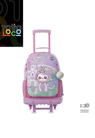 Maleta Para Niña Con Ruedas Magic Spark Grande Rosado Totto