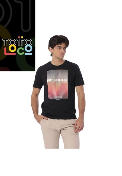 Camiseta Estampada Para Hombre Primen Manga Corta Negra