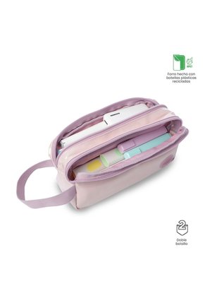 Cartuchera Escolar Grande Para Niña 2 Cuerpos Girl Rosada