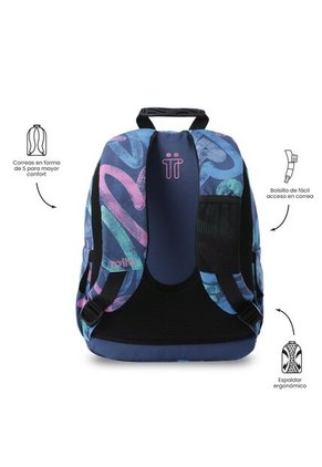 Morral Juvenil Porta PC 13" Gommas Azul Con Corazones