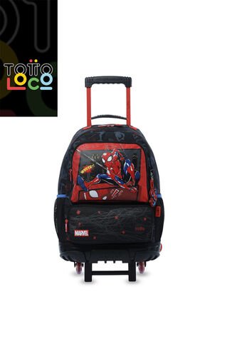 Maleta Para Niño Con Ruedas Spiderman Hero Grande Negro Totto