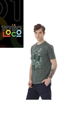 Camiseta Estampada Para Hombre Primen Manga Corta Verde Totto