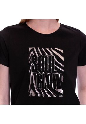 Camiseta Estampada Para Mujer Prime Manga Corta Negra