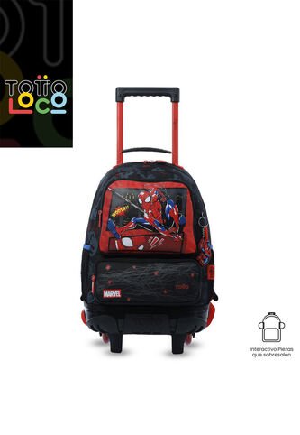 Maleta Para Niño Con Ruedas Spiderman Hero Mediano Negro Totto