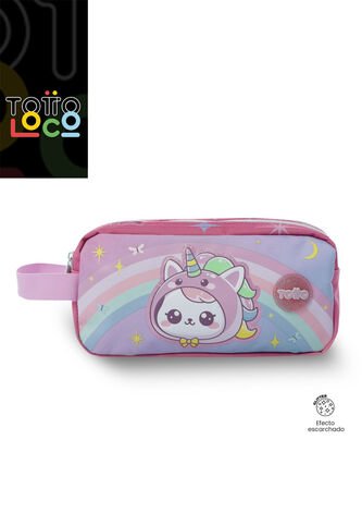 Cartuchera Escolar Grande Para Niña 2 Cuerpos Magic Spark Rosada Totto