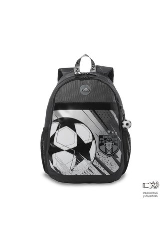 Morral Para Niño Champion Grande Gris Con Diseño De Fútbol Totto