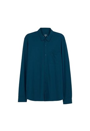 Camisa Manga Larga Pardo Para Hombre Azul