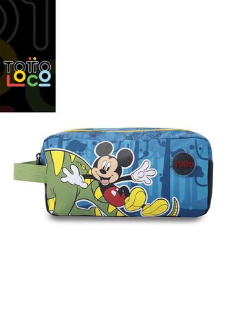 Cartuchera Escolar Grande Para Niño 2 Cuerpos Mickey Azul Totto