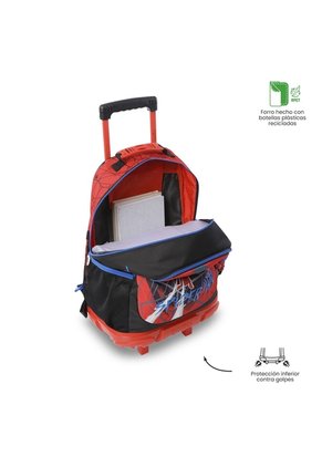Maleta Para Niño Con Ruedas Spiderman Urban Grande Rojo