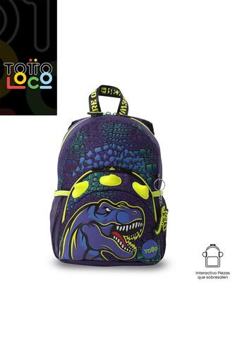 Morral Para Niño Dino Rock Pequeño Azul Totto