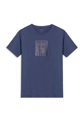 Camiseta Estampada Para Hombre Atena Manga Corta Azul