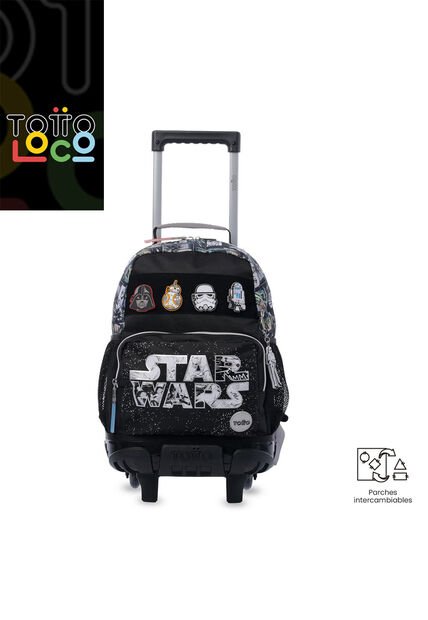 Maleta Para Niño Con Ruedas Star Wars Jedi Mediano Negro