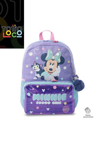 Morral Para Niña Minnie Mediano Morado Con Corazones Totto