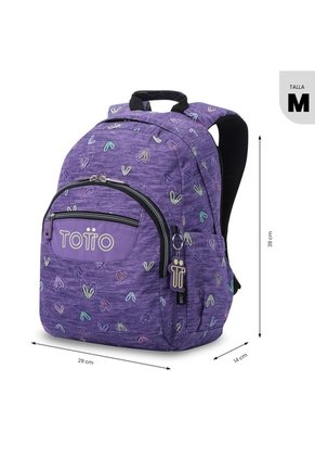 Morral Juvenil Porta PC 13" Gommas Morado Con Corazones
