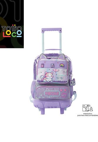 Maleta Para Niña Con Ruedas Andy Cat Mediano Morado Totto