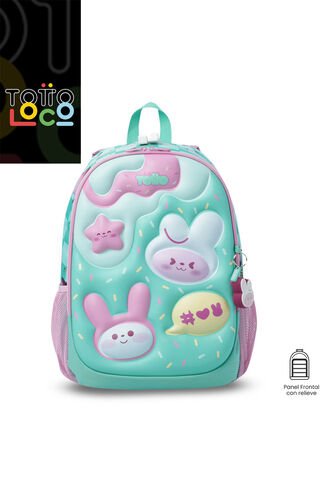 Morral Para Niña Bunny Pump Grande Verde Con Conejos Totto