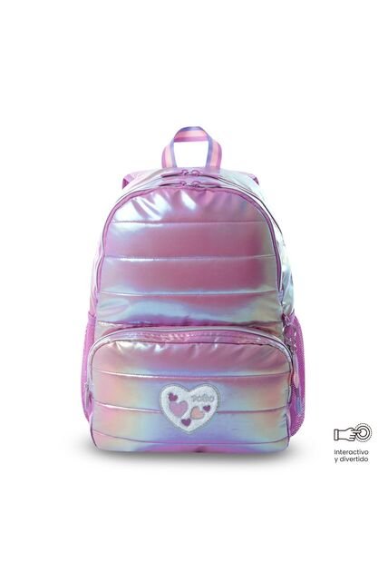 Morral Para Niña Glowy Mediano Morado Con Corazones