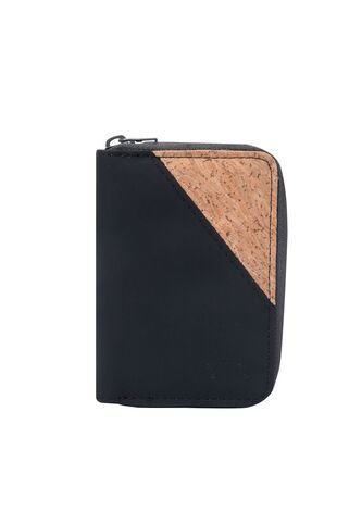 Billetera Cork Negra Pequeña Totto