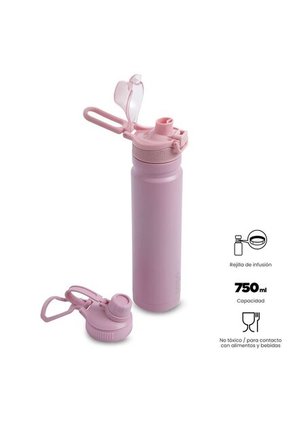 Termo Para Agua Con Tapa Intercambiable Flux 750 Ml Rosado